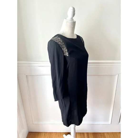 H&M Black Lace Inset Long Sleeve Dess 4 - Picture 2 of 5